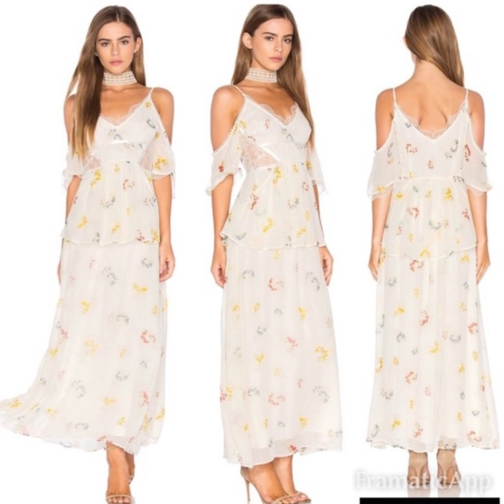 Free People Cold Shoulder Lace Floral Maxi Dress